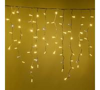 Luccika Cascata di Stalattiti Professionali, colore luci Gialle, 5 Metri con 380 Maxi LED da 8 mm, Flash Ghiaccio, Pendenti varie lunghezze fino ad 1 Metro, Prolungabile, per uso Interno/Esterno