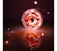 Luccika Catena Luminosa MicroLED 1,5 mm con Timer, Memoria e 8 Giochi di Luce, Cavo Silver 31V IP44, Luci Natalizie Decorative per Interno ed Esterno, Ultra-Brillanti (Rosso, 40M)