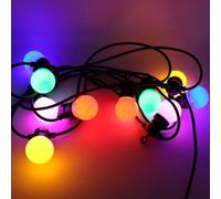 Luccika Catenaria di luci a led su cavo nero Festone prolungabile per feste in giardino Natale uso esterno ed interno IP44 a bassa tensione (Multicolore, 10)