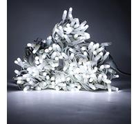 Luccika Serie Stringa luminosa di luci da 10 metri con 120 MaxiLed Bianco Ghiaccio con flash Bianco Ghiaccio Catena di Natale Professionale per uso Esterno ed Interno con alimentatore