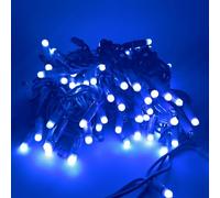 Luccika Serie Stringa luminosa di luci da 10 metri con 120 MaxiLed Blu con flash Bianco Ghiaccio e Cavo Colorato Catena di Natale Professionale per uso Esterno ed Interno