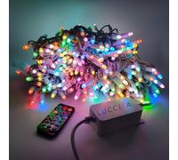 Luccika Stringa Catena di luci Natale a LED Professionale, MaxiLed da 8mm, Flash, per Giardini Negozi Bar, Esterno (RGB, 10 Metri - 100 LED con Controller)