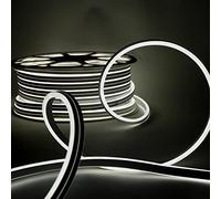 Luccika Tubo Luminoso Striscia a led Effetto Neon Bifacciale Bianco Ghiaccio da 50 Metri tagliabile professionale pronto all'uso IP67 per uso interno ed esterno