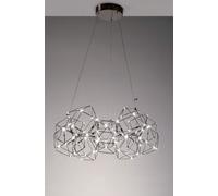 LUCCIOLA 10GBLK Sospensione TONDA con triangolo in metallo, cromato nero , led 3000k 48w, 3840lm, diametro 75cm altezza 150cm , dimmerabile