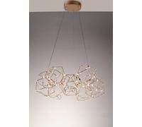 LUCCIOLA 10GBRS Sospensione TONDA con triangolo in metallo, colore oro , led 3000k 48w, 3840lm, diametro 75cm altezza 150cm , dimmerabile