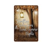Lucciole, cieli stellati e dolci notti estive, design da giardino, divertente cartello in metallo vintage per camera da letto, soggiorno, cucina, giardino, decorazione da parete, regalo, 12 x 8 polli