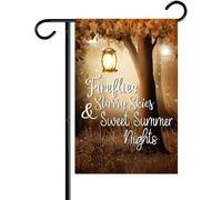 Lucciole e cieli stellati su entrambi i lati bandiera da giardino autunnale decorazione per cortile, giardino esterno bandiera di benvenuto bandiera fattoria