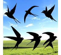 Luccyle 6pcs Uccelli neri in metallo Wall Art Decor Rondine in metallo all'aperto appeso Uccello decorativo scultura da parete per la casa Patio Soggiorno Bagno Giardino