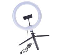 Luce a cerchio decimale trasportabile per registrazione video Illuminazione da studio con modalità di luce triplice copia Alimentazione USB Supporto per cellulare Treppiede Decimetro Lampada a cerchio