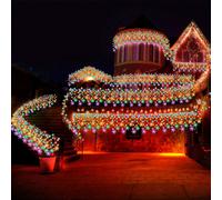 Luce a colonna di ghiaccio a fiocco di neve natalizia, 8 modalità, solare, a goccia trasparente, decorazione per finestre, adatta per decorazioni natalizie, Natale, Ringraziamento, decorazioni per alb