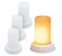 Luce a LED a fiamma bianca calda, con effetto tremolante e timer, set da 4 pezzi, con effetto fiamma, 10 x 7 cm, funzionamento a batteria, illuminazione natalizia per lanterna