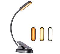 Luce a LED a spettro completo per lettura a letto, 3 colori: ambra (1600 K)/bianco (6500 K)/naturale, 8 LED, 30+ ore di durata, ricarica USB-C ricaricabile Flex Clip-on luce da lettura