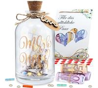 Luce a LED per bottiglie di matrimonio, regali di nozze, soldi per coppia di sposi, regali di denaro, regalo di nozze, salvadanaio, per compleanno fresco e innamorato (Mr. & Mrs.)