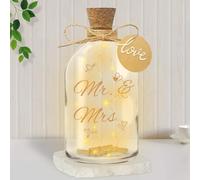 Luce a LED per bottiglie di nozze, per sposi, carta da lettere per scrivere benedizioni, stampata con Mr & Mrs, romantica confezione regalo in denaro per matrimoni, compleanni, anniversari di