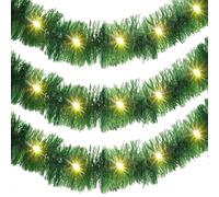 Luce a LED per ghirlanda di albero di Natale, luci per ghirlande di tinsel di nozze | Ornamenti di stelle filanti luminose di tinsel da 49,21 piedi,Decorazione natalizia rotante con strisce luminose