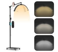 Luce a mezza luna, 71 cm, per extension ciglia, lampada LED pieghevole a mezza luna con ruote, 3 modalità di colore, lampada da terra con supporto per telefono per Lash Tech, tatuaggi, unghie, cura