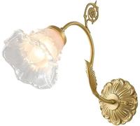 Luce a Parete a LED, Applique a Parete in Ottone con Vetro Fiorito Antico Rame da Letto in Rame Lampada Vintage Oro retrò montata a Parete per Letto/a