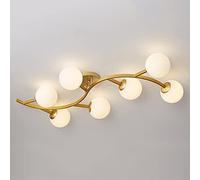 Luce a soffitto a soffitto in vetro a 7 luci di vetro a soffitto oro semi-filo soffitto a soffitto luce di metà secolo lampadario moderno lampadario in metallo lineare a soffitto per il soggiorno