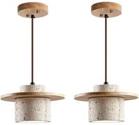 Luce a sospensione 2 pezzi Ombra naturale in pietra naturale, lampadario giapponese, tavolo da pranzo Droplight travertine, comodino cucina da cucina barra lampada sospesa (colore: b-2pcs), lampadario