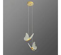 Luce a sospensione a farfalla cartone animato, lampada sospesa in metallo oro con tonalità acrilica, lampade per sospensioni di illuminazione decorativa per bambini, lampadario moderno a LED, luci a