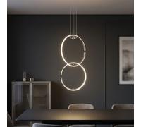 Luce a Sospensione Anello Lampada di Design LED Tavolo da Pranzo Cromo H 230 CM