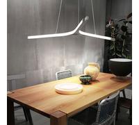 Luce a sospensione bianca Luce da pranzo a sospensione LED dimmerabile, ottica a tre stelle, alluminio, 44W 3400lm 3000K, DxH 70x200cm, Fabas Luce 3546-40-101