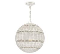 Luce a Sospensione Esterno Cestino Schermo D:40,5cm Rotondo IP44 Bianco Antico