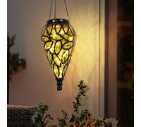 Luce a Sospensione Esterno Lampada Solare Lampada Patio Goccia Nero Ambra LED