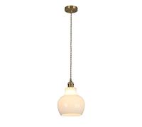 Luce a sospensione in ottone, sala da pranzo in rame con sfumature di vetro bianco, lampade per sospensioni di illuminazione decorativa per la fattoria, ormeggi e27, luci da cucina giapponese in