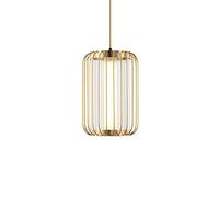 Luce a sospensione in vetro rotondo, moderni lampade a led a led idaggi della cucina con forma a gabbia in metallo, luci di sospensione per sala da pranzo, camera da letto - Golden (dimensioni: