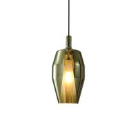 Luce a sospensione in vetro verde, sala da pranzo a testa singola lampada appesa, apparecchi di illuminazione E14, lampade sospensioni regolabili in altezza, luci del soffitto del design geometrico