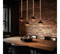Luce a Sospensione Lampada 4 Fiamma Corda Canapa Altezza Regolabile Oro [EEK: Non valutato]
