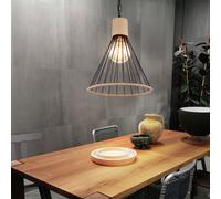 Luce a Sospensione Lampada Bacchette IN Metallo Griglia Corda Canapa E27 140 CM