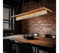 Luce a Sospensione Lampada di Cristallo Wood Sala Pranzo LED Natura Nero L 80 CM [EEK: E]