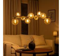 Luce a Sospensione Lampada Pendente 9-flammig Sfera di Vetro Amber LED L
