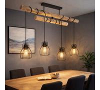 Luce a Sospensione Lampada Sala Pranzo LED Travi Legno Altezza Regolabile Gabbia