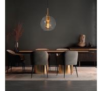 Luce a Sospensione Lampada Sfera di Vetro Chiaro Metallo Ottone E27 Versione [EEK: Non valutato]