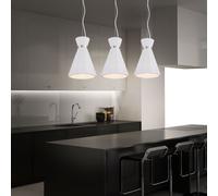 Luce a Sospensione Lampada Tavolo da Pranzo Bianco Gesso Pavimento Cromo 3er Set [EEK: Non valutato]