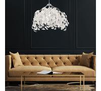 Luce a Sospensione Lampadario Bianco Cromo Sala Pranzo Foglie Design E27 [EEK: Non valutato]
