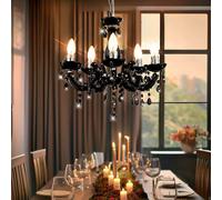 Luce a Sospensione Lampadario Sala da Pranzo Nero 5-Flammig E14 Cromo [EEK: Non valutato]