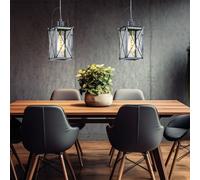 Luce a Sospensione Lanterna Lampada Metallo Vetro E27 Altezza 110cm 2er Set [EEK: Non valutato]