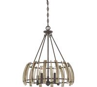 Luce a Sospensione Legno Metallo IN Natura Nero Antico Ø52cm Sala Pendelleuchte