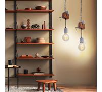 Luce a Sospensione Luce Sala da Pranzo Lampada Morsa Legno Zincato E27 2x [EEK: Non valutato]