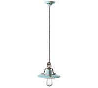 Luce a Sospensione Pendelleuchte Ceramica E27 Ø 25 CM Azzurro Shabby Antico Mano