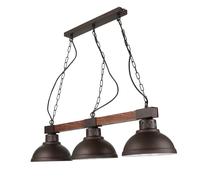 Luce a Sospensione Pendelleuchte Metallo Vintage Marrone Vero Legno Lampada Vaso