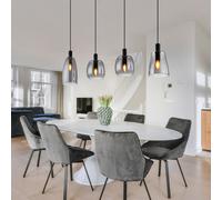 Lampada a Sospensione Sala Pranzo Vetro da Cucina Fumé Nero L 107 CM [EEK: Non valutato]