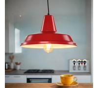 Luce a Sospensione Rosso E27 Ø 36 CM Metallo Vintage Design Lampada Cucina Sala
