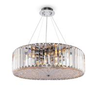 Luce a Sospensione Rotondo Cromo Ø 53 CM Art. Deco Cristallo 8x E27 Pranzo