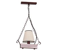 Luce a Sospensione Rustico Lavorato Mano Lampada Legno IN Beige Marrone E14 60W