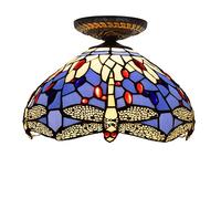 Luce A Sospensione, Soffitto Di Libellula Dragonfiling Montaggio A Filo, Lampadario In Vetro Colorato In Stile Tiffany Da 12 Pollici, Lampadina E26, Lampada A Soffitto In Stile Victoria Per Soggiorno,